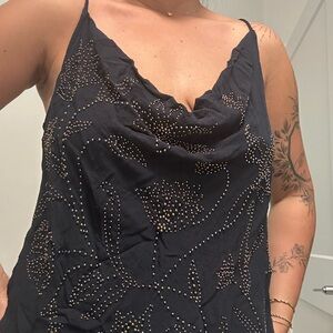 Free People Black Beaded Crop Top